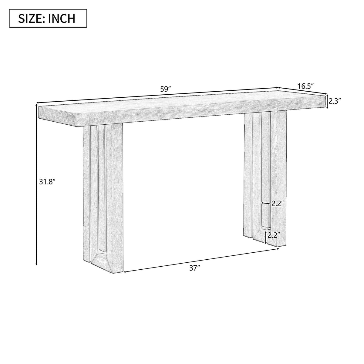 Uniquely Designed Oak Veneer Console Table with Distinctive Side