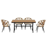 Contemporary Outdoor Set with PE Rattan Chairs and Plastic Wood