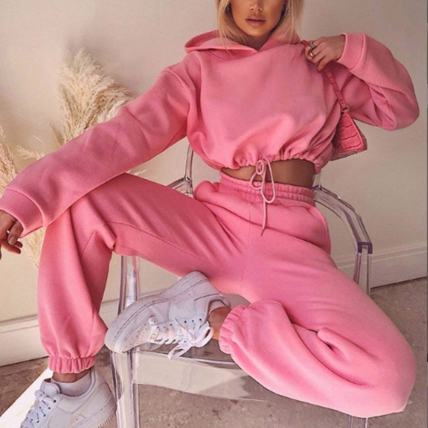 Women's 2-Piece Jogging Suit - Sexy Long Sleeve Hoodie Tracksuit