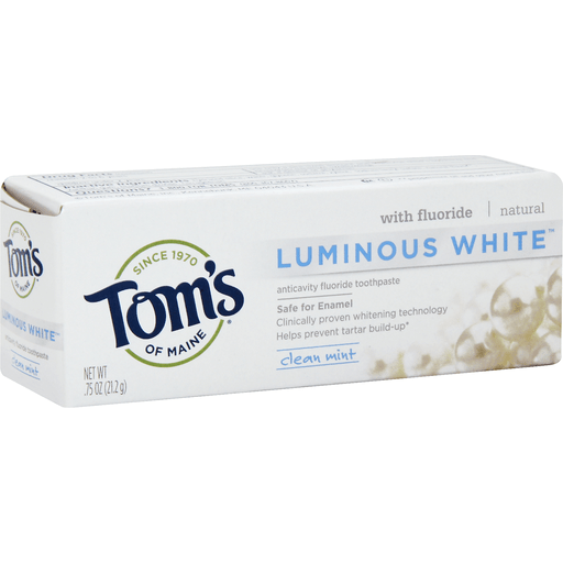 Tom's Of Maine Toothpaste, Anticavity Fluoride, Luminous White, Clean Mint