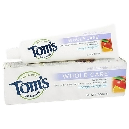 Tom's of Maine Whole Care Toothpaste, Fluoride, Orange Mango, Gel