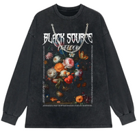 Gothic Rose Letter Print Vintage Washed Oversized T-Shirt