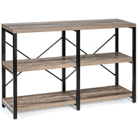 3-Tier Console Table Rustic X-Shaped with Shelves - Trustymall