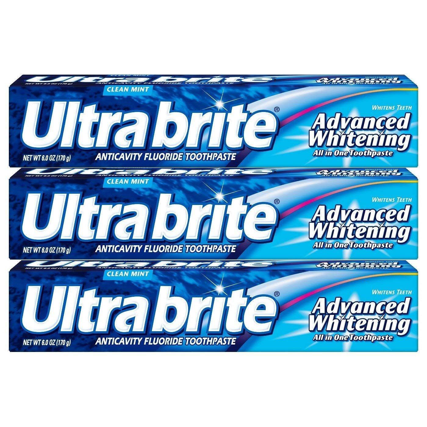 Ultra Brite Advanced Whitening Fluoride Toothpaste, Clean Mint - 6 Oz