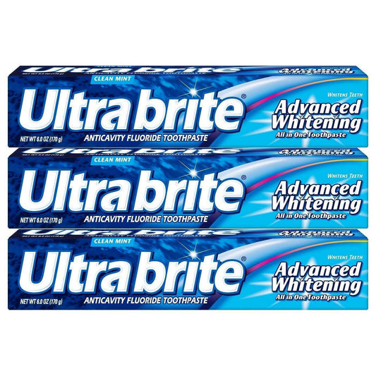 Ultra Brite Advanced Whitening Fluoride Toothpaste, Clean Mint - 6 Oz