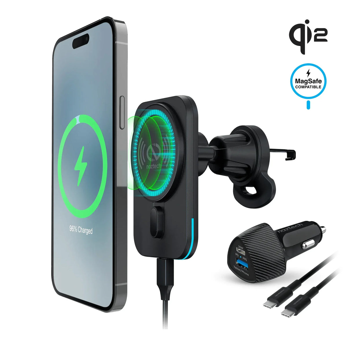 Naztech MagLock CAR 15W Magnetic Wireless Fast Charging Vent Mount - Trustymall