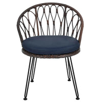 Outdoor Leisure Set, 2 Rattan Single Chairs with A Glass Round Table,