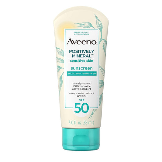 Aveeno Positively Mineral Sensitive Skin Daily Sunscreen Lotion With SPF 50 - 88ml
