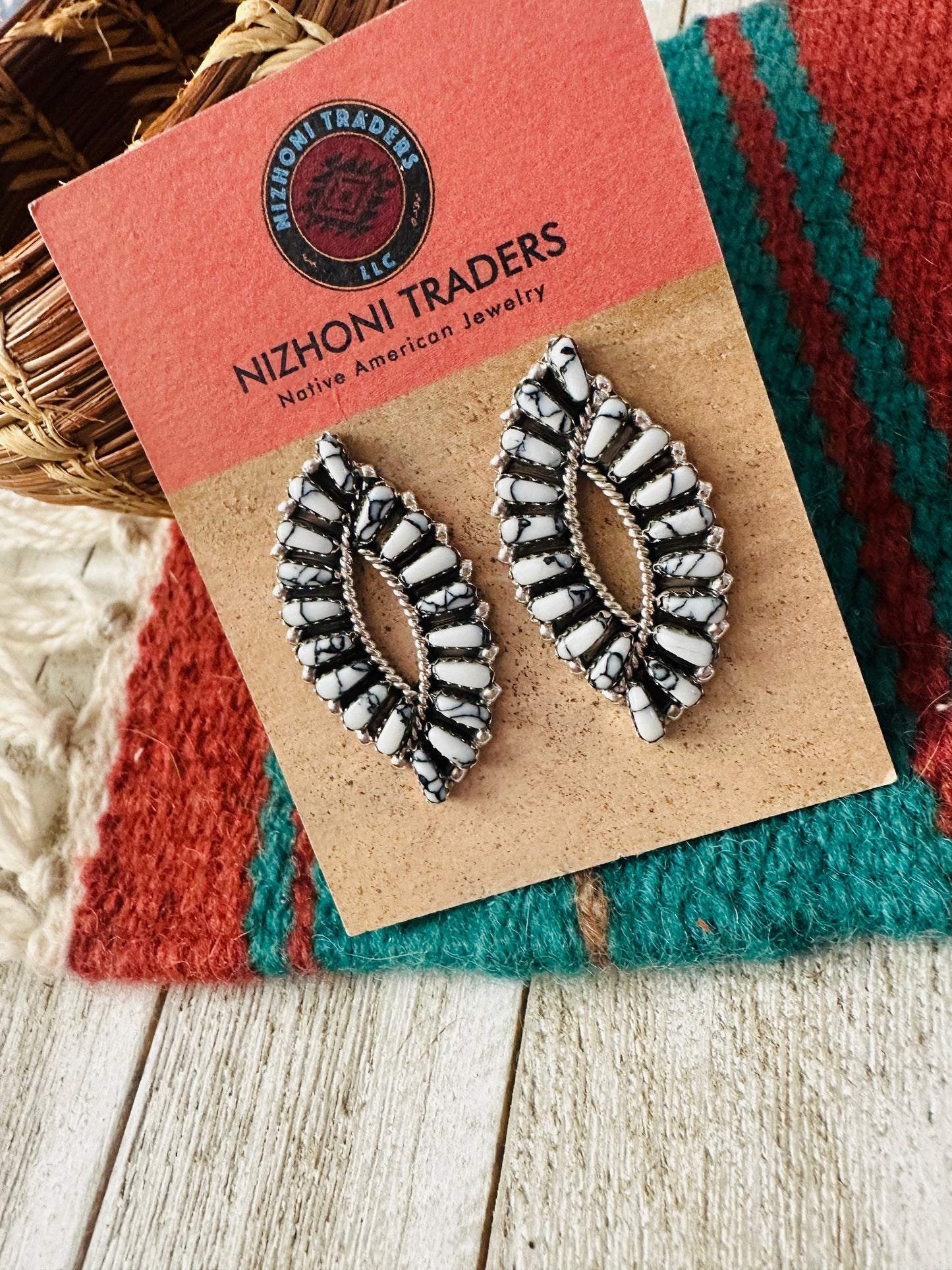 Handcrafted Howlite & Sterling Silver Cluster Post Earrings