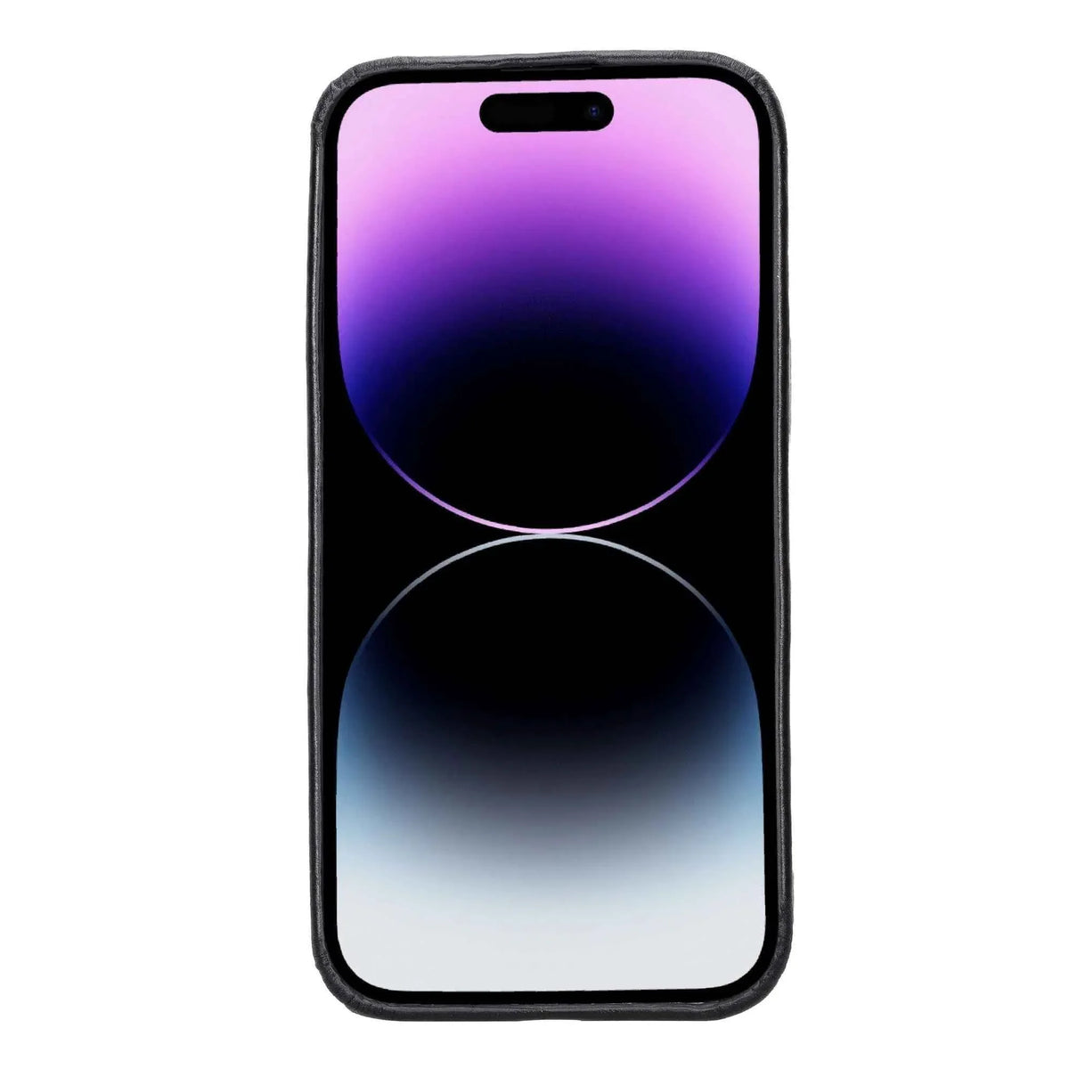Leather iPhone 11 case placed flat to show slim profile and premium finish.