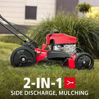 Side discharge chute on the mower for grass clippings during operation.