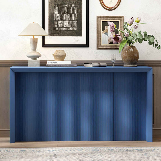 Acacia Wood Veneer Simple Entryway Table with Wavy Design,Suitable for