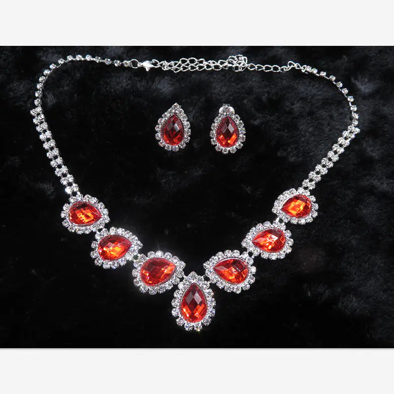 Colorful Bridal Jewelry Set with Necklace and Earrings