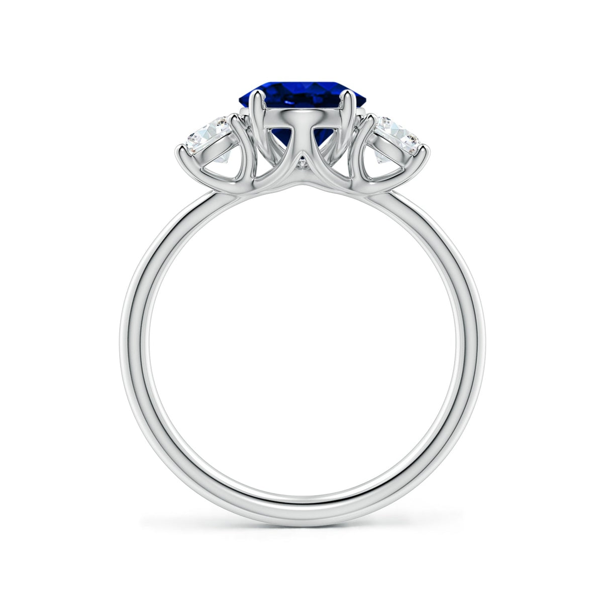 2.50 CTW Oval Lab-Grown Blue Sapphire Diamond Three-Stone Engagement