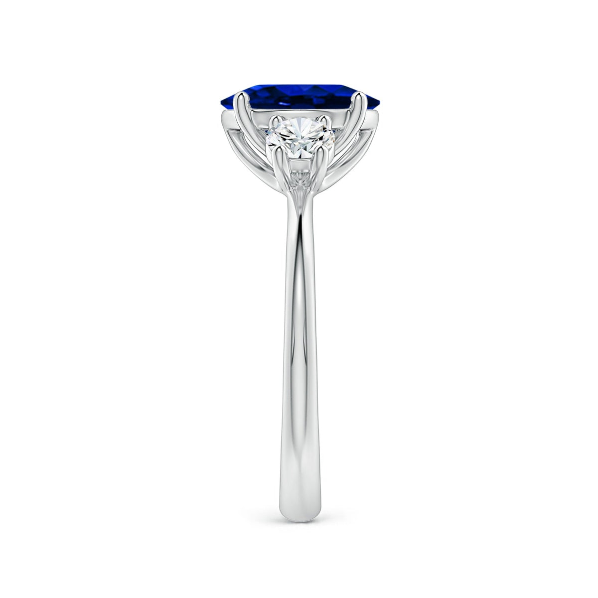 2.50 CTW Oval Lab-Grown Blue Sapphire Diamond Three-Stone Engagement