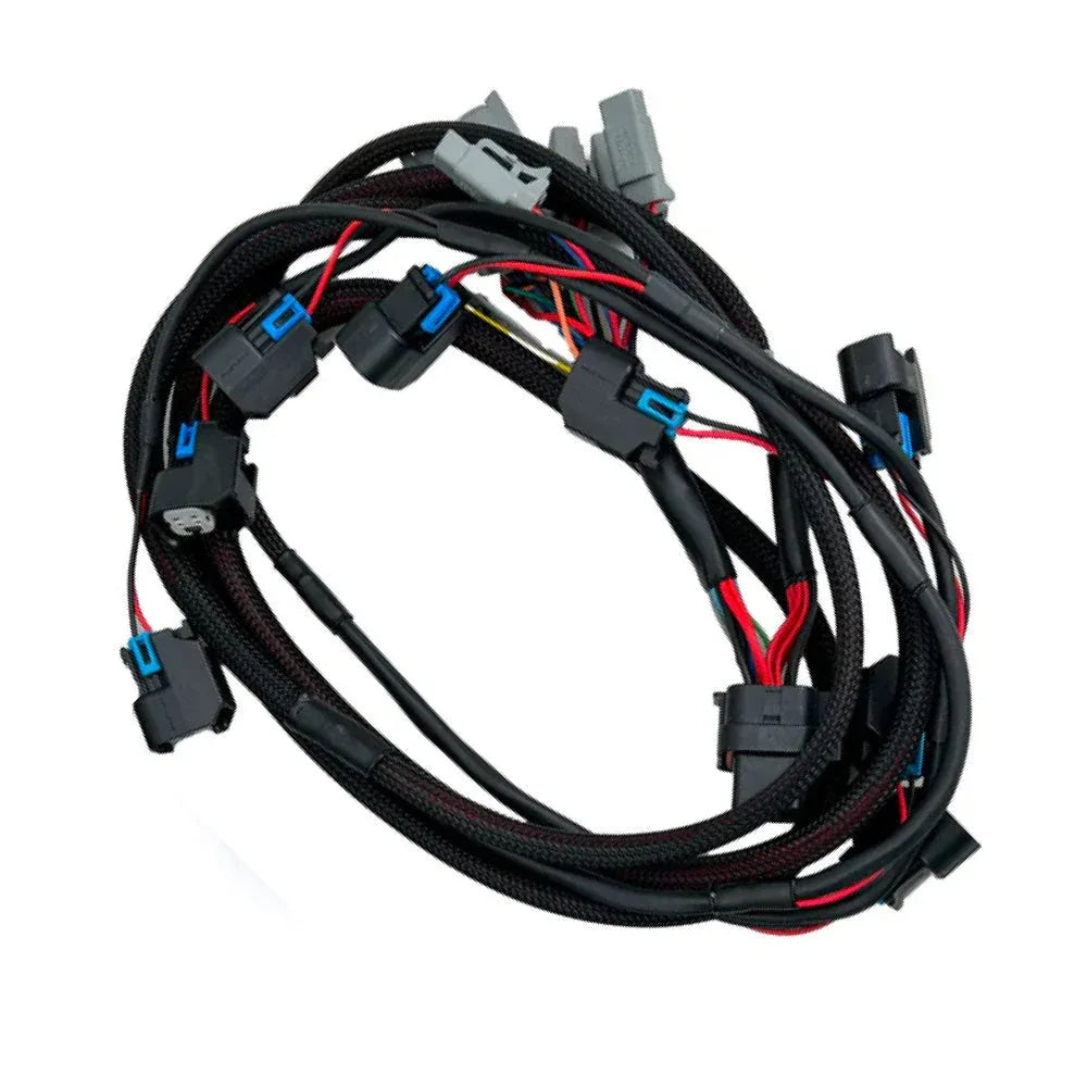 Detailed view of the ReFlex Main Injector Harness showing multiple sensor connectors and wiring components.
