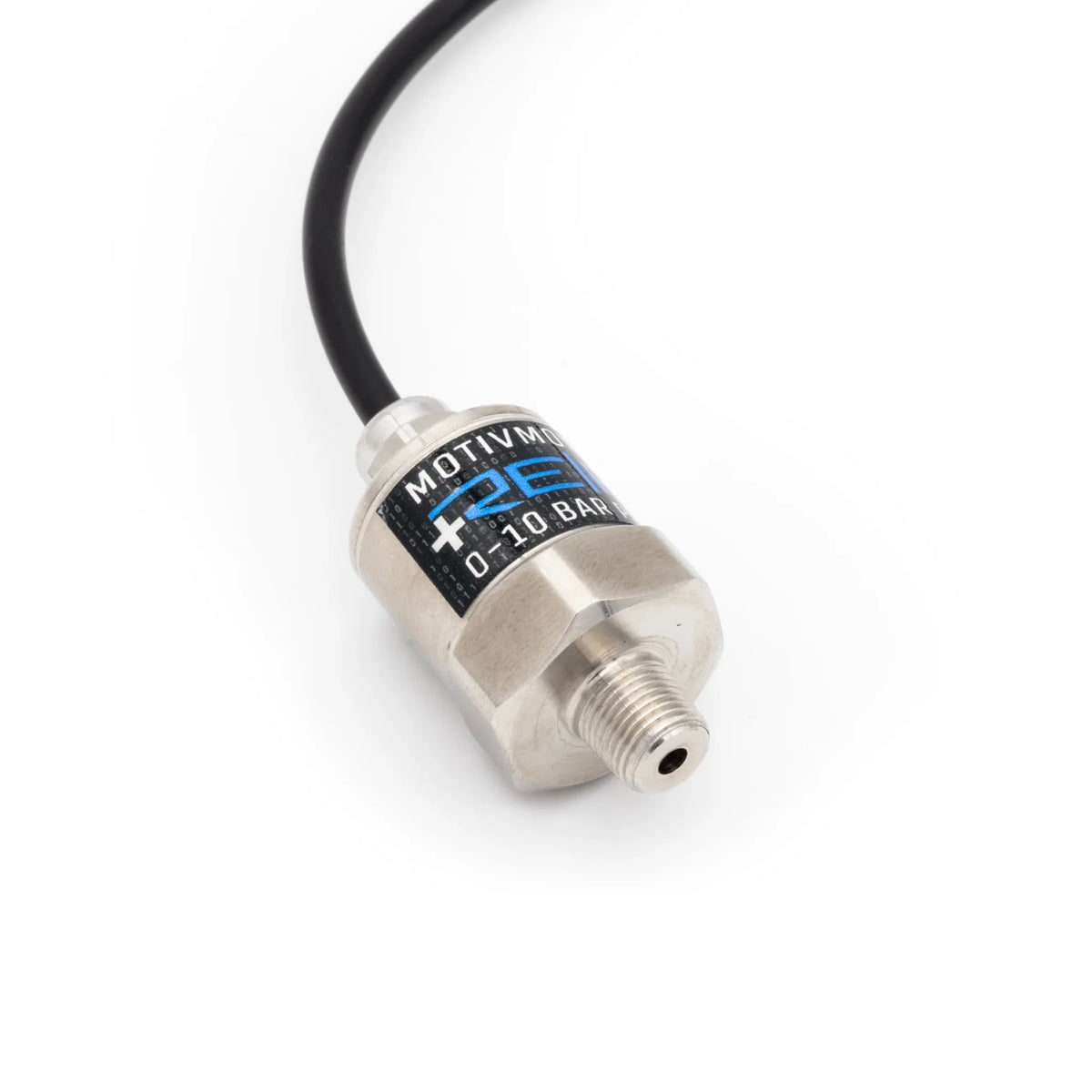 Close-up of the ReFlex+ 0-10 Bar Pressure Sensor showing the 2-Pin DTM connector and metal sensor body.