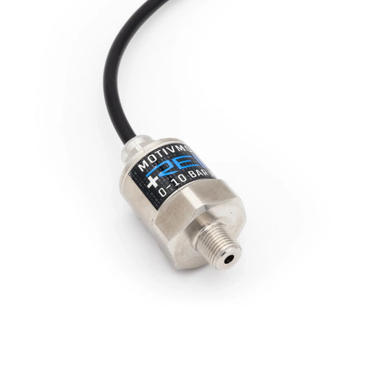 Close-up of the ReFlex+ 0-10 Bar Pressure Sensor showing the 2-Pin DTM connector and metal sensor body.