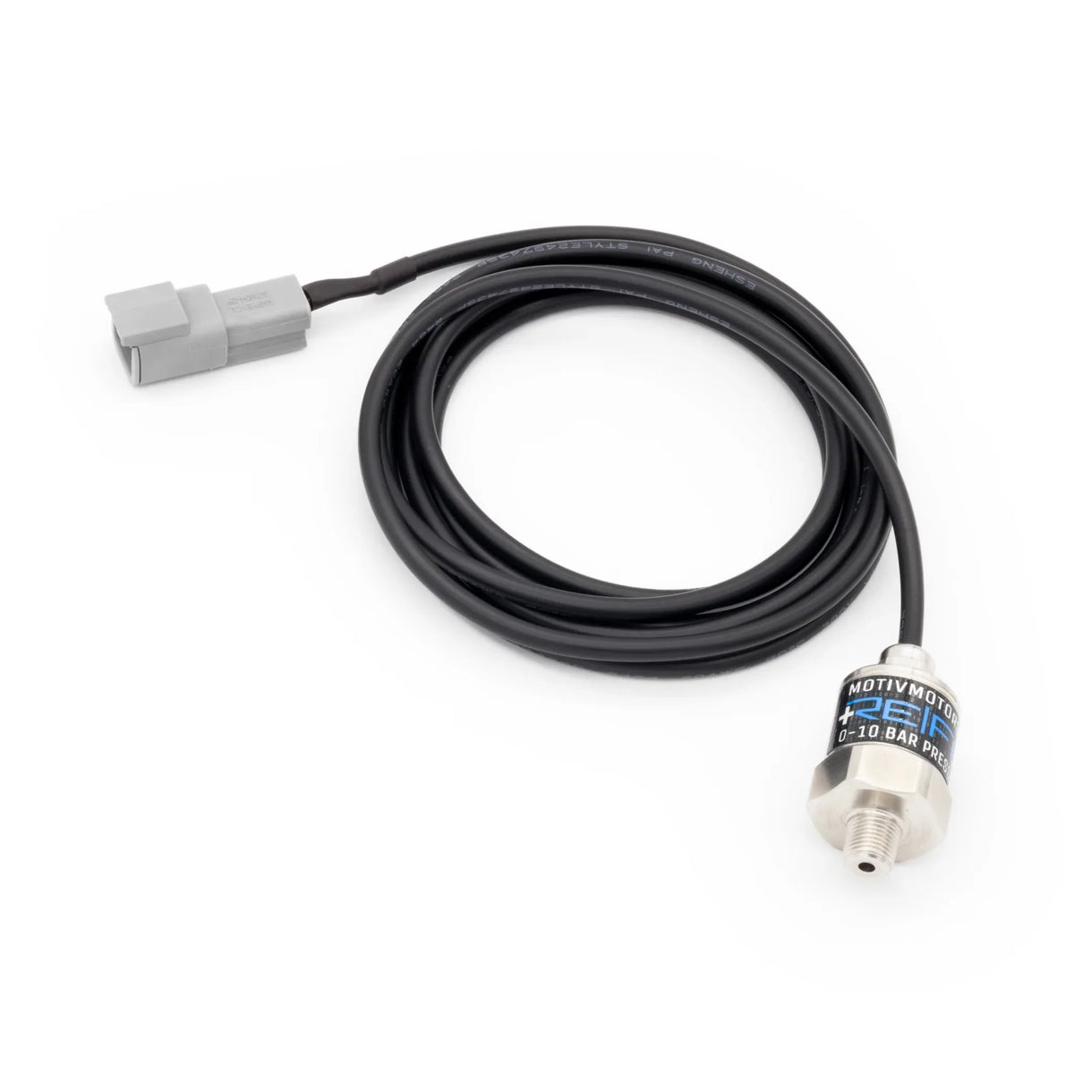 ReFlex+ 0-10 Bar Pressure Sensor angled view highlighting sensor housing and connector plug.