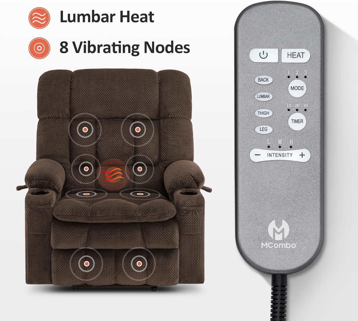 Large Power Lift Recliner With Massage And USB Ports