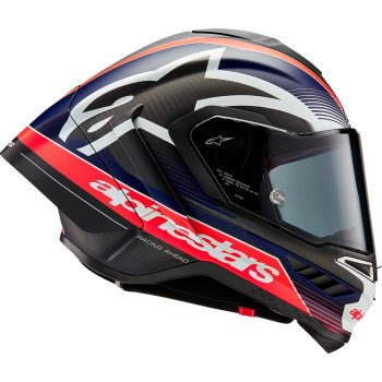 IN STOCK ALPINESTARS Supertech R10 Helmet - Team - Matte Black/Carbon Red Fluo/Blue - Medium 8200224-1383-M