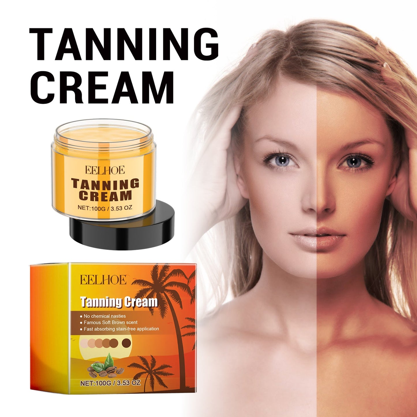 Tanning Cream, Quick Tan Natural Comfort Tan Non-Greasy Moisturizer