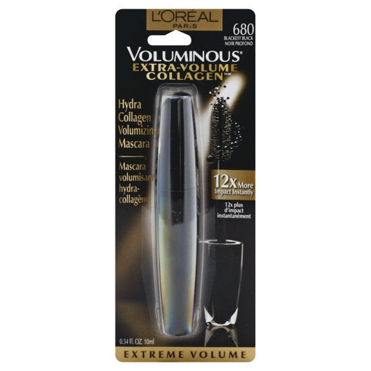 L'Oreal Paris Voluminous Extra Volume Collagen Washable Mascara, Blackest Black, 0.34 Fl. Oz