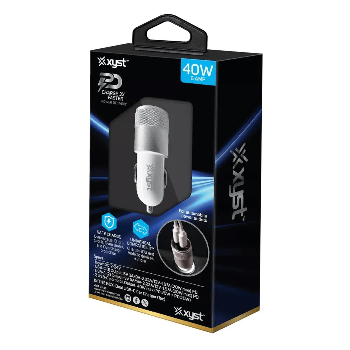 Xyst 40-Watt Dual USB-C Car Charger - Trustymall