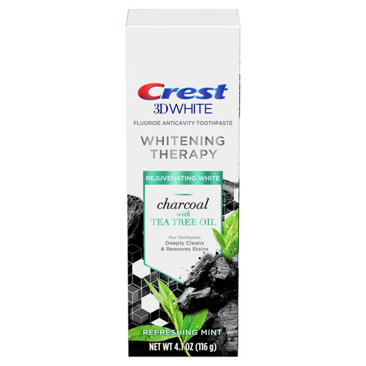 Crest Charcoal 3D White Toothpaste, Whitening Therapy, With Tea Tree Oil, Refreshing Mint Flavor, 4.1 Oz