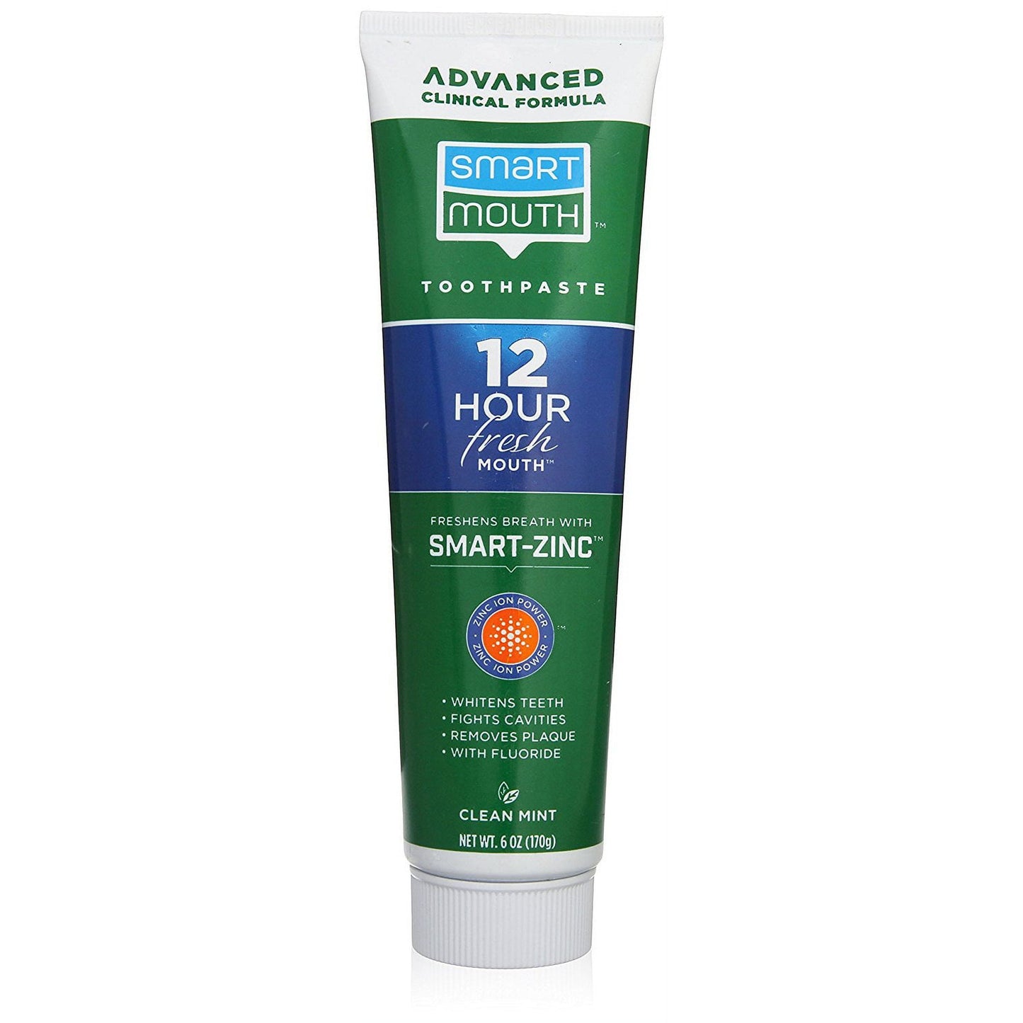 SmartMouth Whitening Toothpaste With Fluoride Clean Mint 6 Oz