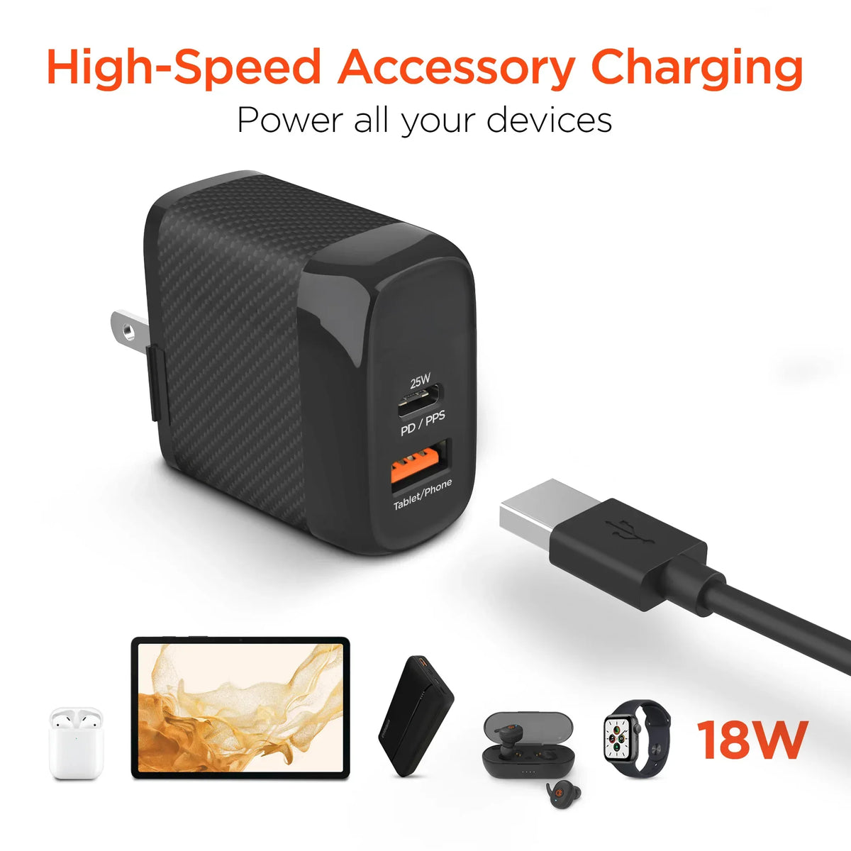 HyperGear SpeedBoost 25W USB-C PD + 12W USB Fast Wall Charger with PPS - Trustymall