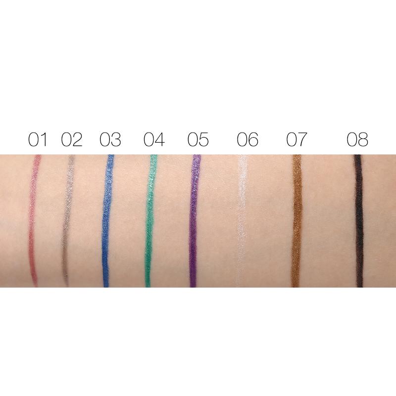 Music Flower 6 Colors Glitter Eyeliner Pencil Liquid Eye Makeup Set Waterproof Long-lasting Black Eye Liner Pen