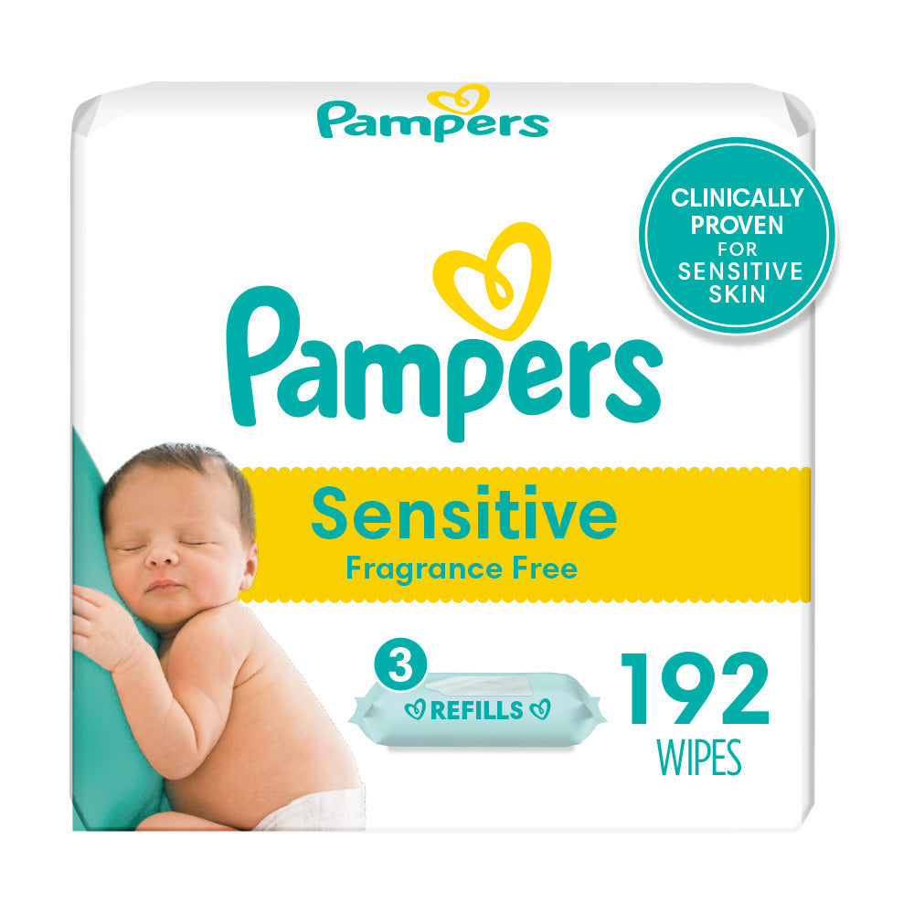 Pampers Baby Wipes Sensitive Perfume Free 3X Refill Packs