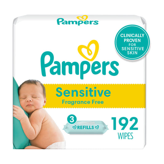 Pampers Baby Wipes Sensitive Perfume Free 3X Refill Packs