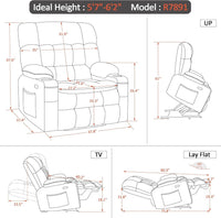 Large Dual Motor Power Lift Recliner Chair Massage Beige