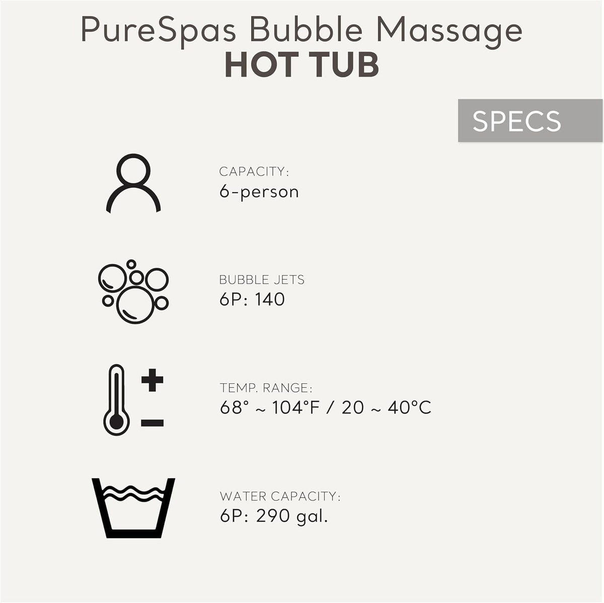 6 Person Inflatable Hot Tub With 140 Bubble Jets Spa