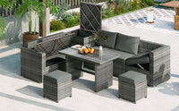 Outdoor 6-Piece All Weather PE Rattan Sofa Set, Garden Patio Wicker