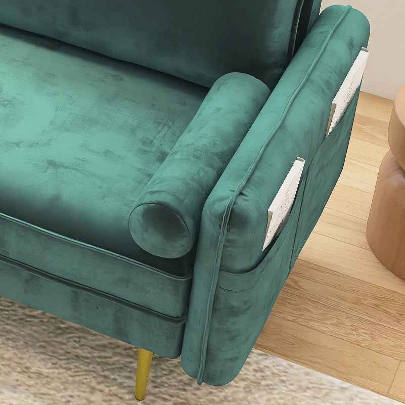 71'' Velvet Sofa,mid century couch with 2 throw pillows & pockets for