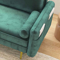 71'' Velvet Sofa,mid century couch with 2 throw pillows & pockets for
