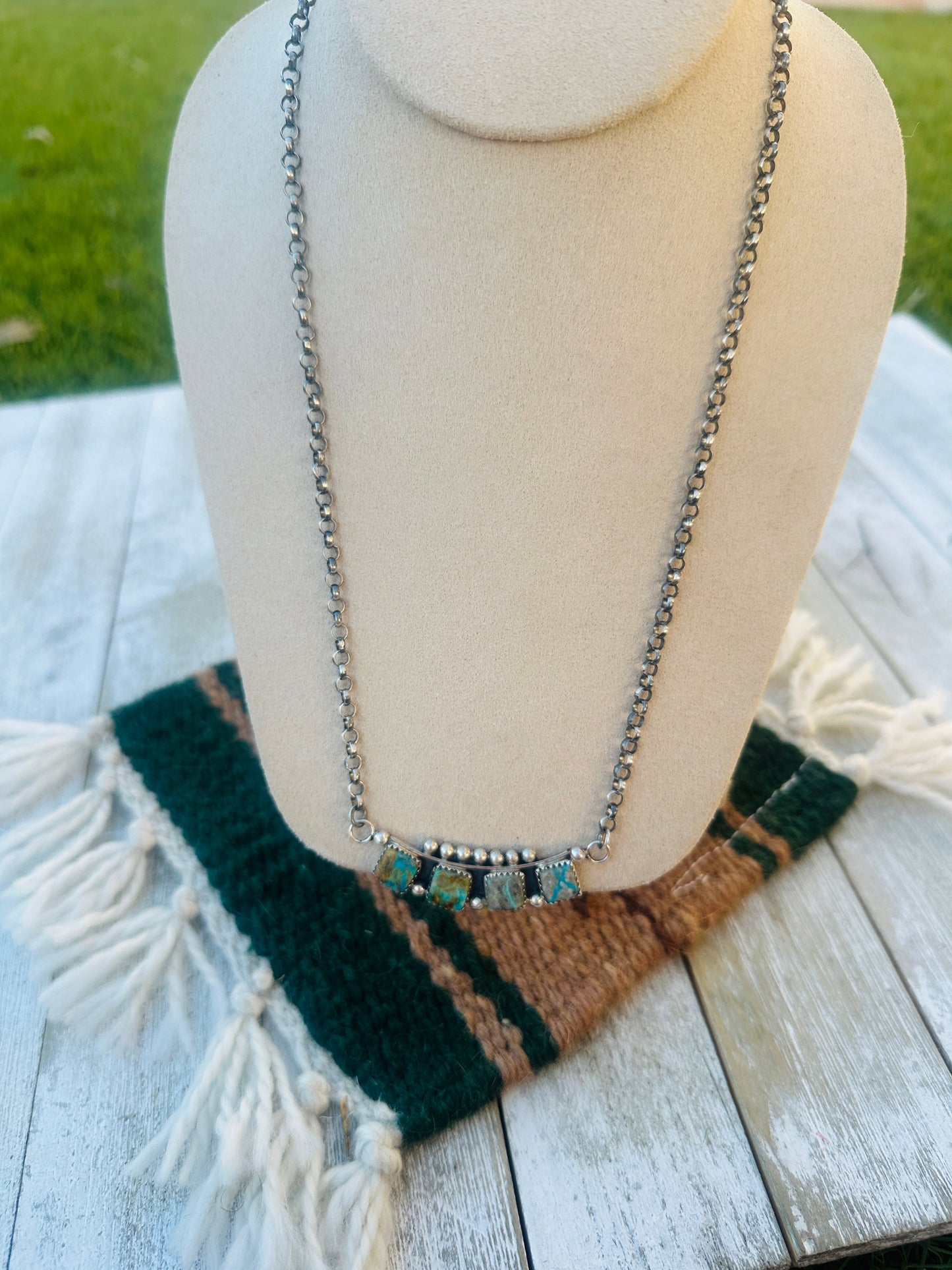 Handcrafted Turquoise & Sterling Silver Necklace by Jacqueline Silver