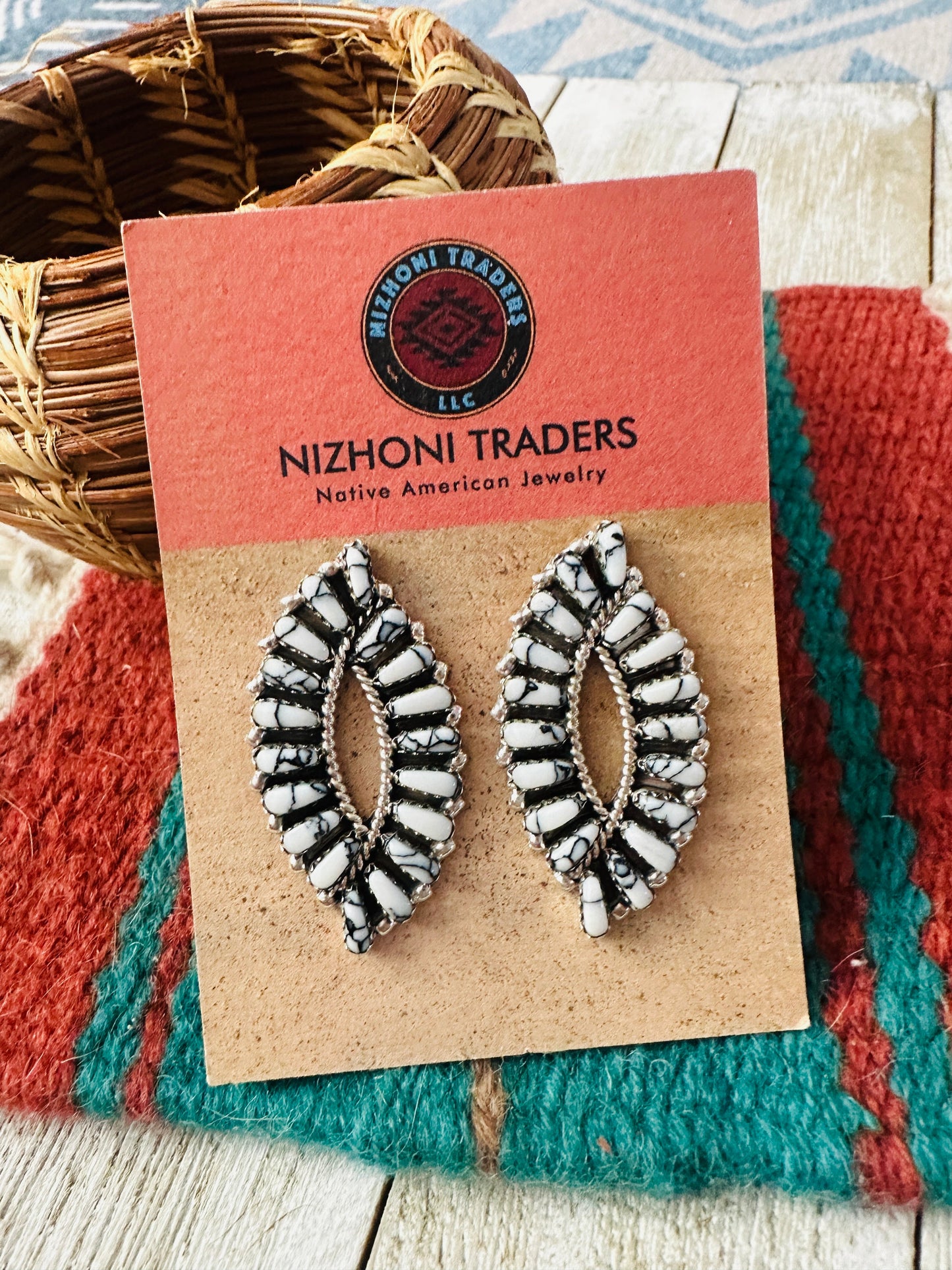 Handcrafted Howlite & Sterling Silver Cluster Post Earrings