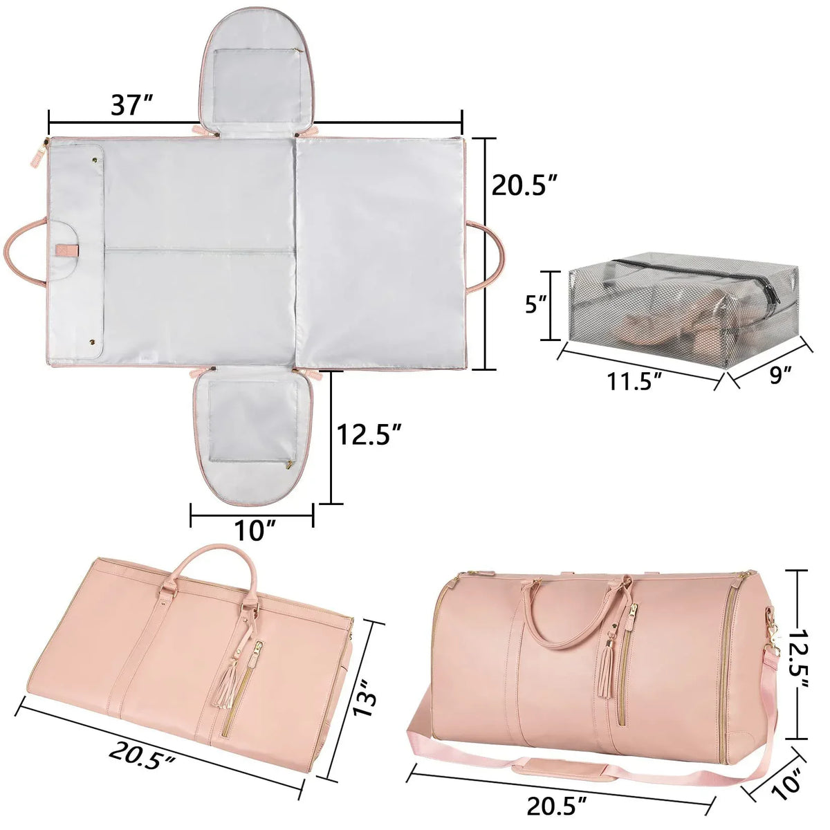 Large Capacity Travel Duffle Bag Women's Handbag Folding Suit Bag Waterproof Clothes Totes - Trustymall