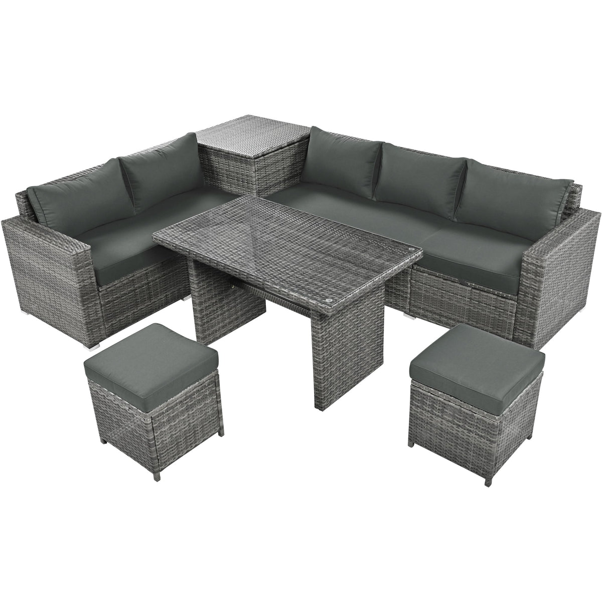 Outdoor 6-Piece All Weather PE Rattan Sofa Set, Garden Patio Wicker