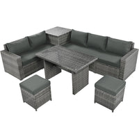 Outdoor 6-Piece All Weather PE Rattan Sofa Set, Garden Patio Wicker