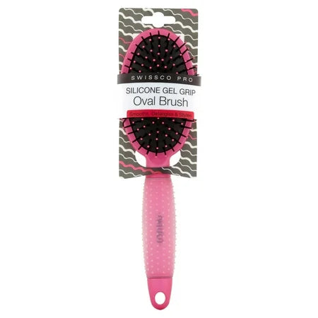 Swissco Pro Oval Hair Brush with Gel Grip, Pink