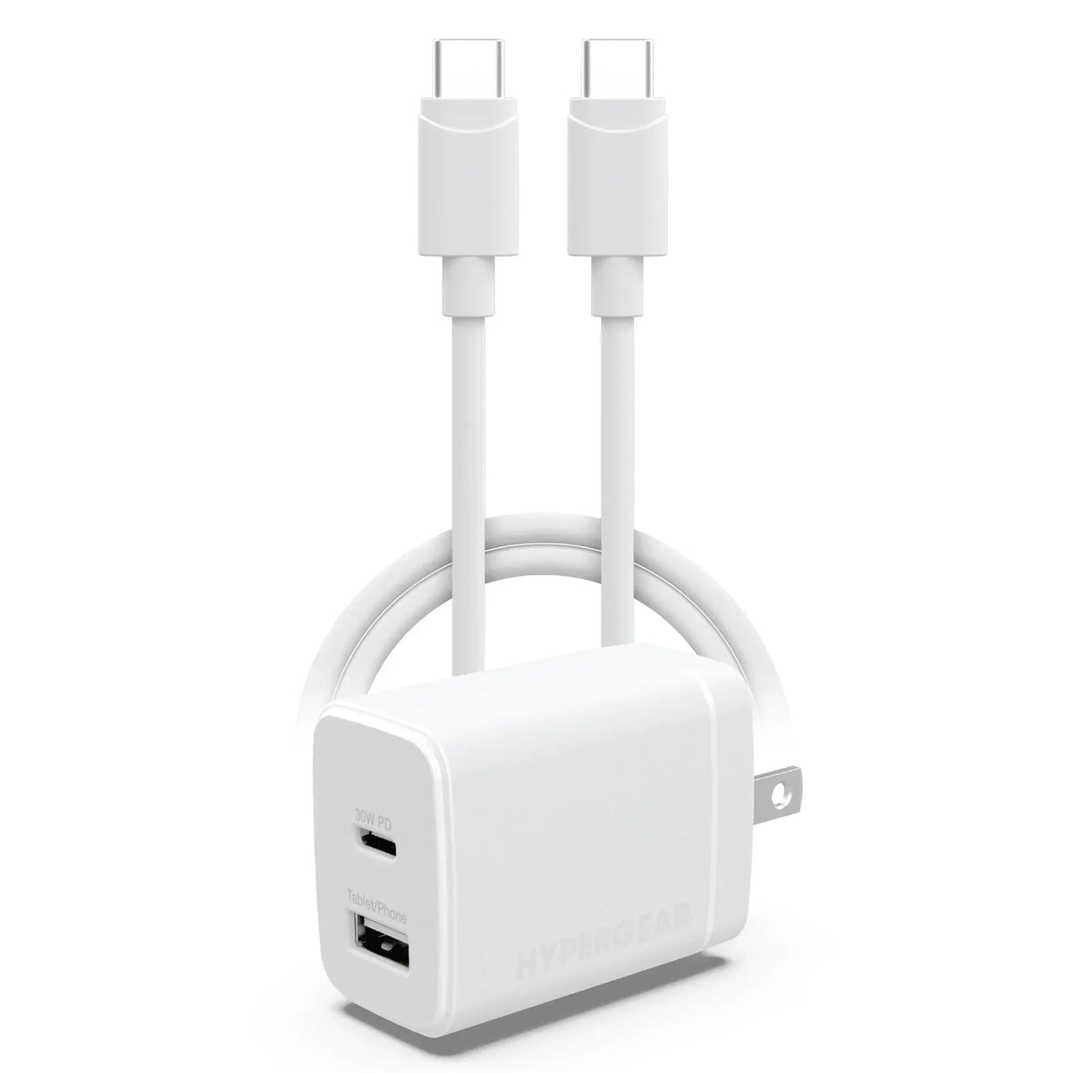 HyperGear 30W PD Dual Wall Charger + USB-C to USB-C - Trustymall