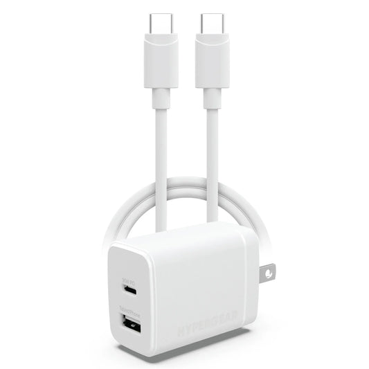 HyperGear 30W PD Çift Duvar Şarj Cihazı + USB-C - USB-C Kablosu