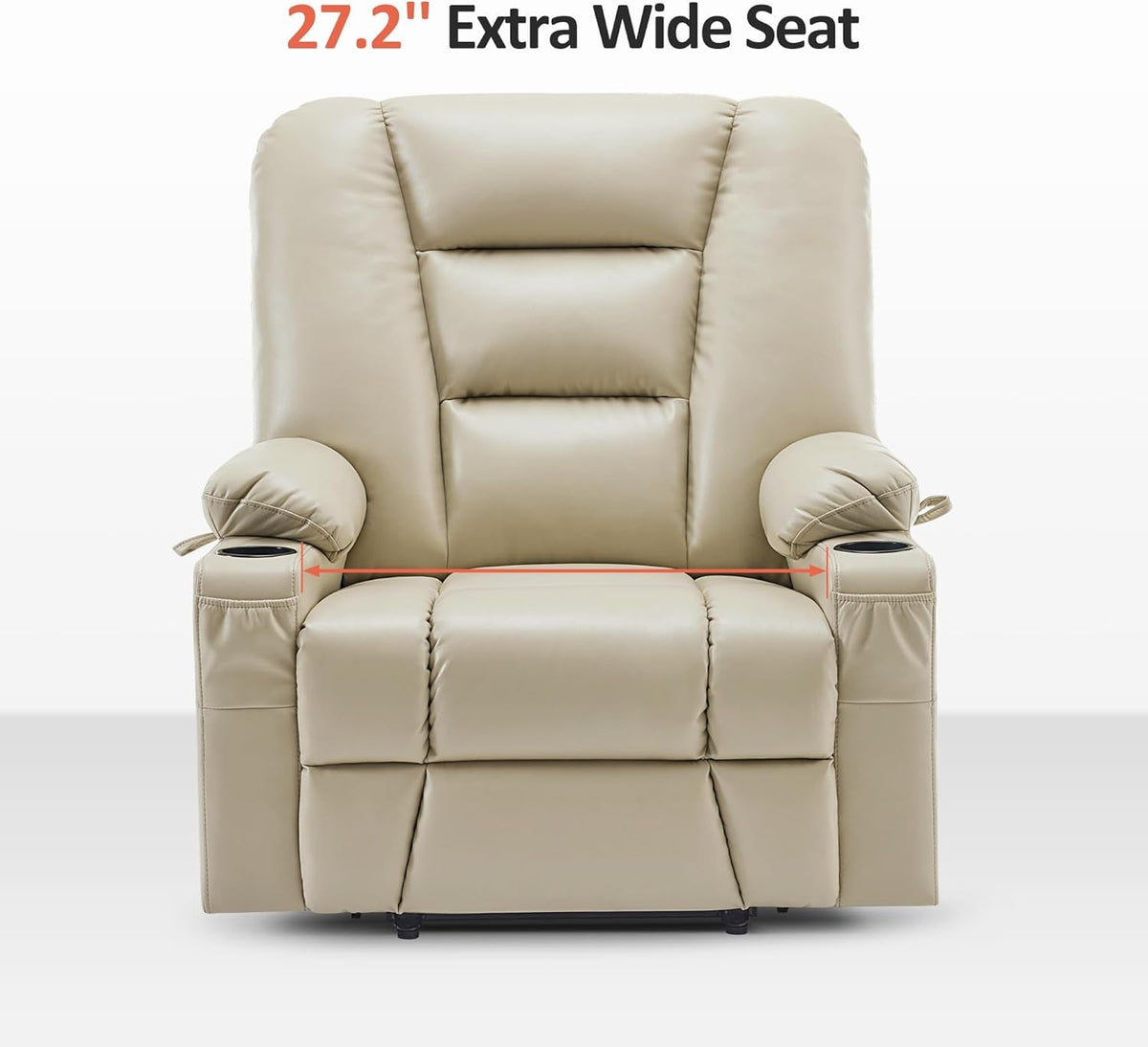 Beige Large Power Lift Recliner Chair With Massage And Heat