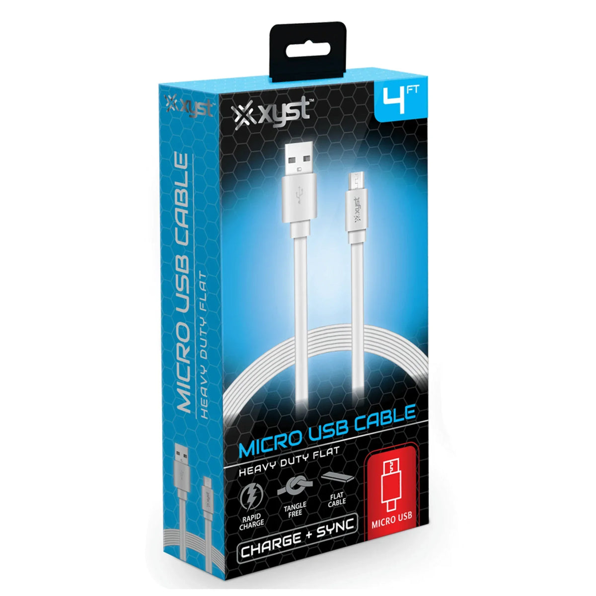 Xyst Charge and Sync USB to Micro USB Flat Cable 4Ft - Trustymall