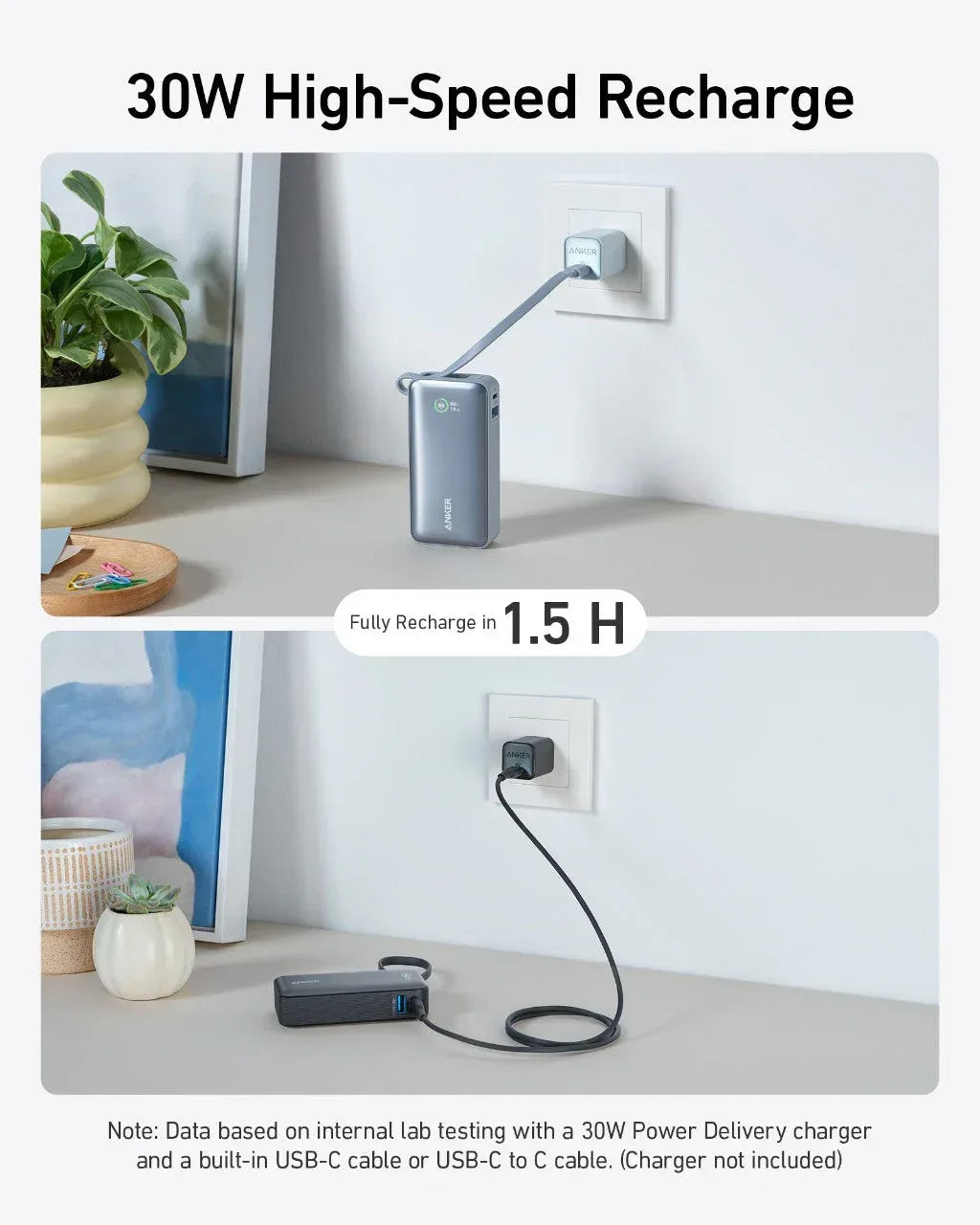 Anker Nano Power Bank (30W, Built-In USB-C Cable) - Trustymall